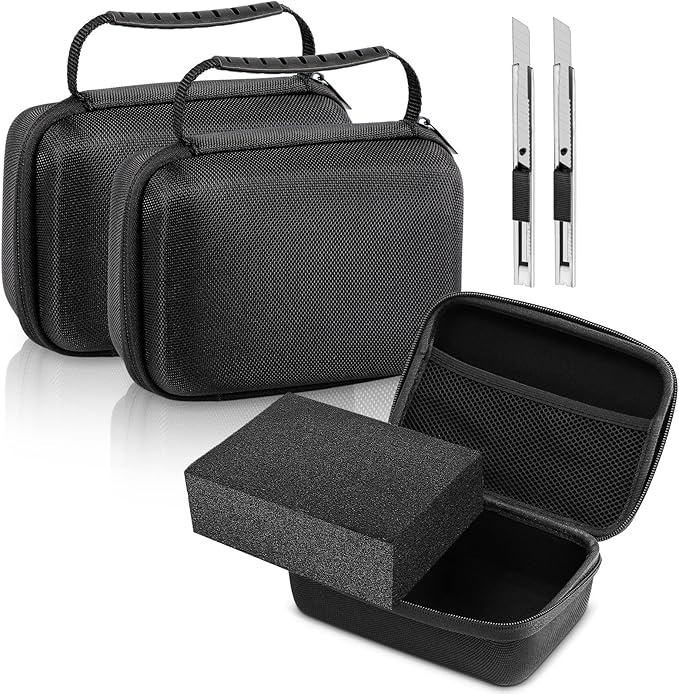 Relaxweex 2 Sets EVA Hard Case with Customizable Foam 13.5 x 9.8 x 5.5 Inch Protective EVA Carrying Case Shockproof Outdoor for Camera, Digital Products, Electronic Instruments with Knife, Black