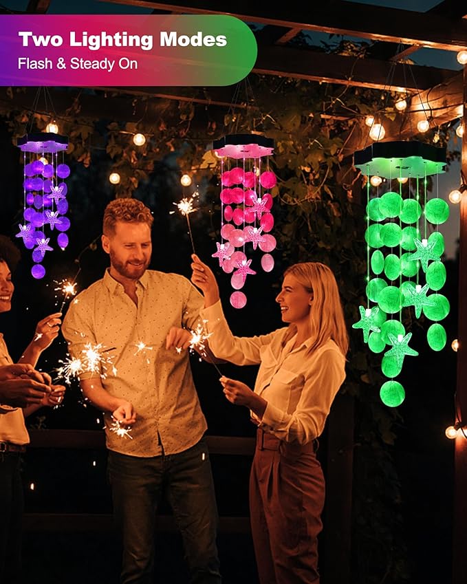 Toodour Solar Wind Chimes for Outside, Shells Light Gifts for Mom Grandma Women Wife Girls, Solar Wind Chimes Outside Decorative Mobile Light for Holiday Garden Porch Yard Outdoor Decor (Green)
