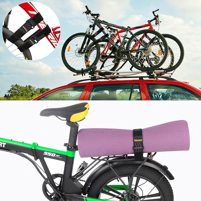 Trilancer Elastic Cinch Straps with Anti-Slip Strips, 2" x 18"(4 Pack) Hook and Loop Storage Straps with Buckle, Bundling Bands for Extension Cords, Cables, Ropes, Hoses, Bike, Boat, Pant Garters