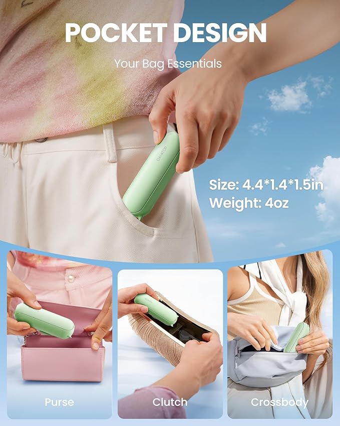 Gaiatop Portable Handheld Fan, 3 in 1 Mini Fan Handheld [17h Max Cooling], Foldable Personal Fans Pocket Design, USB Travel Fans Portable, Lash Trip Summer Essential Cute Gifts for Women Girl, Green