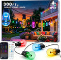 Beizelte Outdoor String Lights, 300FT RGB+IC Outside Light Dimmable Shatterproof LED Bulbs, IP67 Waterproof Chasing Effect Lighting DreamColor Patio Strip Lights for Backyard, Balcony, Outdoor Living