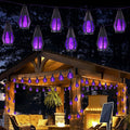 Solar String Lights for Outside, 21Ft Solar Patio Lights with 10 Flickering Flame Light Bulbs, Waterproof Purple Solar Powered Outdoor Lights for Garden Yard Patio Gazebo Bistro Cafe Porch Party Decor