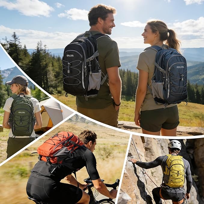 RealCool Hiking Backpack for Men Women,20L Lightweight Waterproof Travel Camping Backpack Hiking Daypack for Cycling Running,Yellow