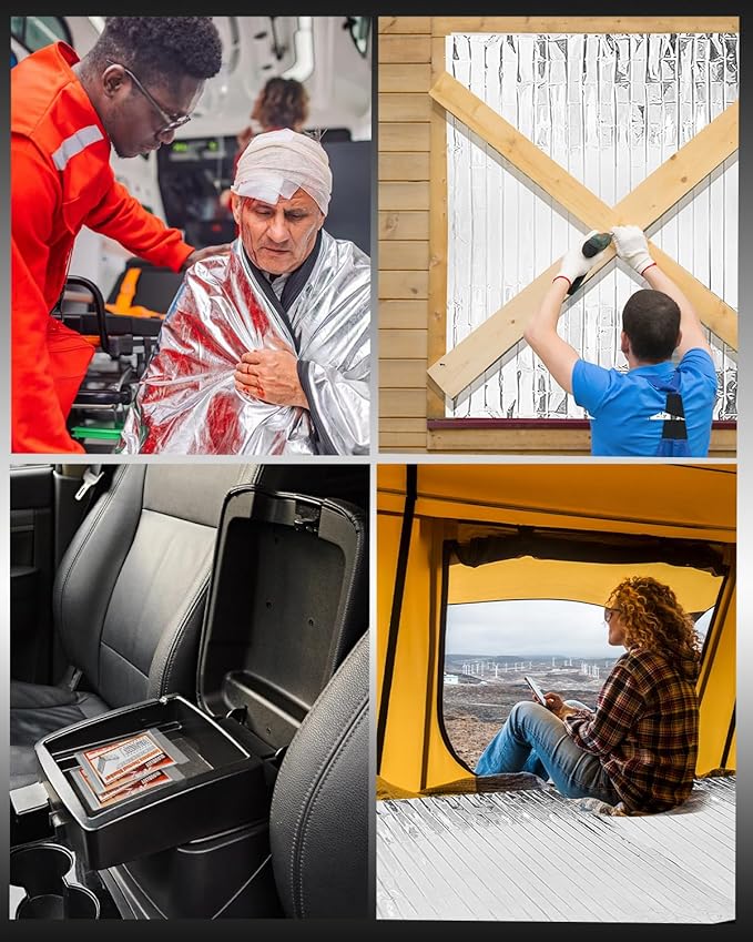 5-Pack Emergency Thermal Blankets, Heavy Duty Mylar Space Blanket with Ultimate Body Heat Retention for Camping Survival Kit, Car Emergency and Hiking, Waterproof & Windproof
