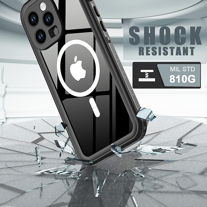 for iPhone 14 Pro Max Case Waterproof, [Shockproof] [Dustproof] [IP68 Waterproof] Full-Body Hard Case Built-in [Lens Screen Protection] for Diving Case (Black, for iPhone 14 Pro Max 6.7in)