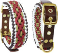 Rustic Autumn Weave Braided Paracord Wide Dog Collar, Adjustable Collar for Medium Large Dogs, Stylish Pet Gear for Boys Girls Dog, L