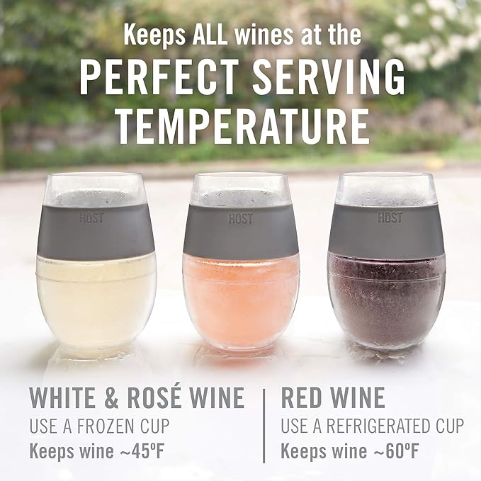 HOST Wine Freeze Cooling Cup, Plastic Double Wall Insulated Freezable Drink Chilling Tumbler with Freezing Gel Wine Glasses for Red and White Wine, Set of 1, 8.5 oz, Black Swirl