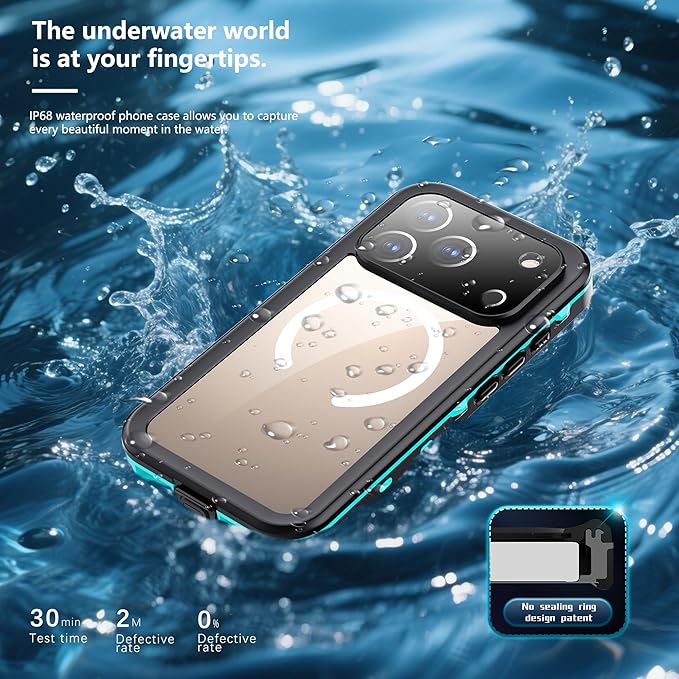 Waterproof Case for iPhone 17 Pro – IP68 Submersible Shield with Built-in Screen Protector, Shockproof Military-Grade Armor, Full-Body Heavy-Duty Protection, (Teal)
