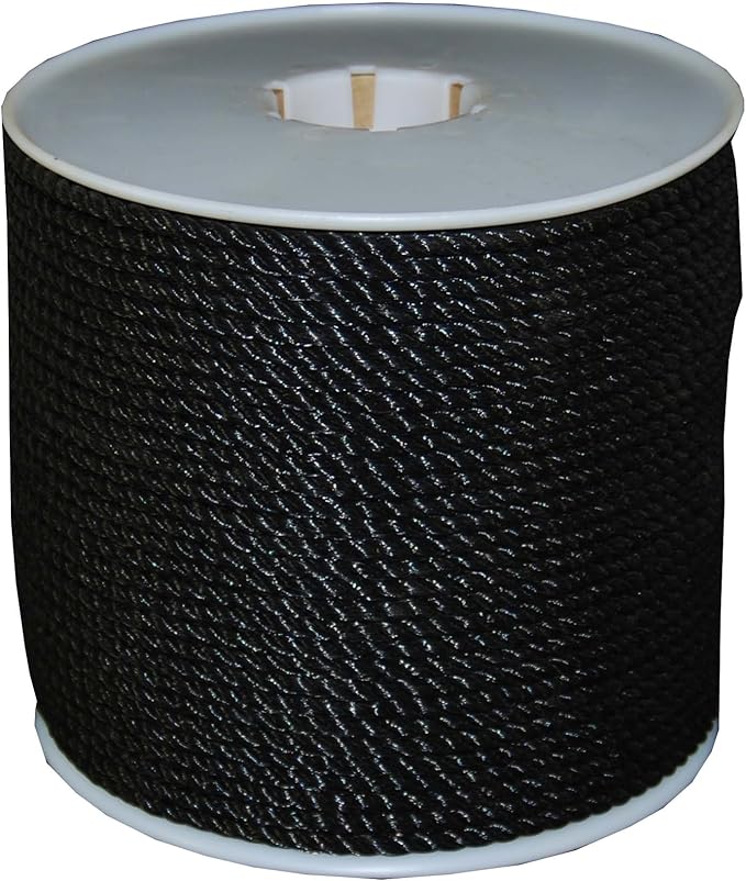 T.W Evans Cordage 191 Black Polypro Rope, 1/4-Inch x 600-Feet