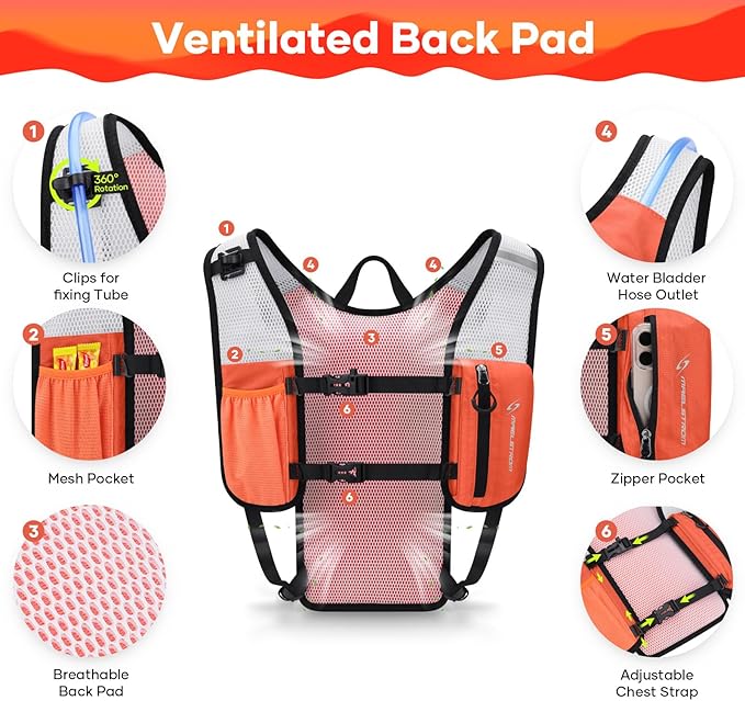 Maelstrom Hydration Backpack, Hiking Backpack with 2L Water Bladder, Running Hydration Vest for Cycling Hiking Rave for Men Women