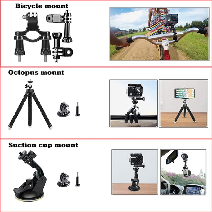 60 in 1 Camera Accessories Kit Compatible with GoPro Hero 13 12 11 10 9 8 7 6 /Session 5/Hero 4/3+/3/2/1, Insta360, DJI Osmo Action, AKASO, APEMAN, Campark, SJCAM