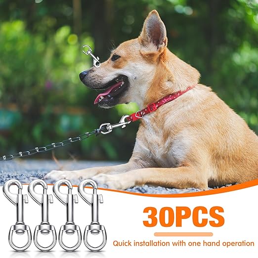 Therwen Swivel Snap Hooks - 2.76 Inch Flag Hooks, Multipurpose Bolt Snap for Keychain, Camera Strap, Pet Leash (30)