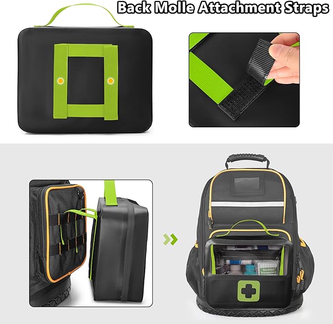 Marscamd Waterproof Empty First Aid Bag with a Detachable Panel, Small Medical Bag with Molle System, Green (Bag Only)