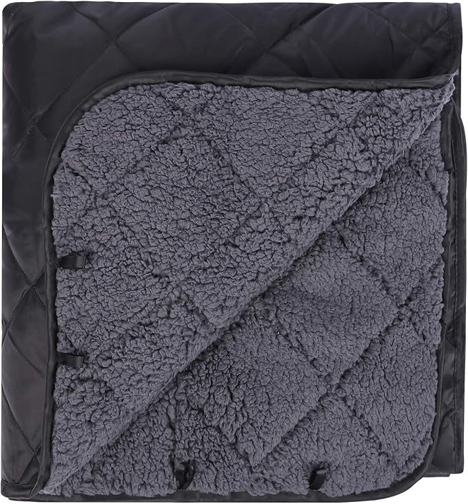 REDCAMP Large Warm Blanket with Sherpa Lining, Cold Weather Outdoor Blanket Windproof for Camping Stadium, Machine Washable 79"x 79"