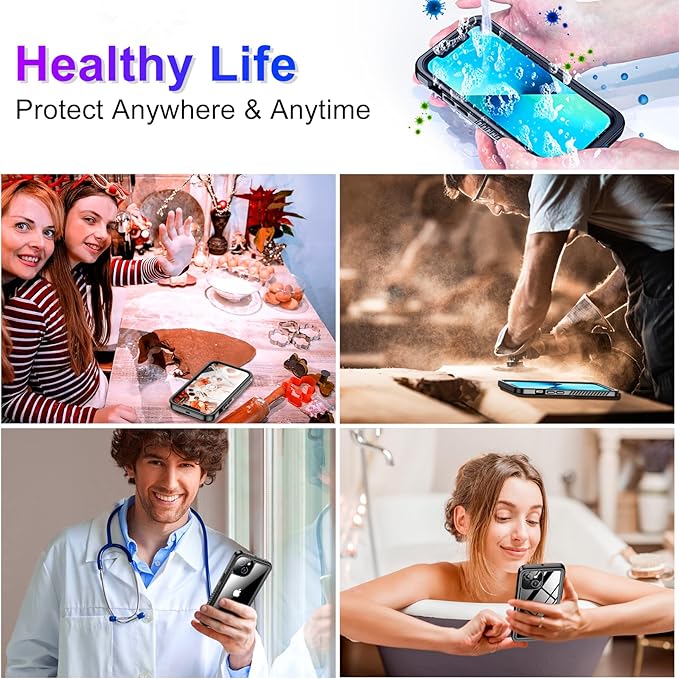 Red2Fire 2024 New for iPhone 13 Case Waterproof,[Built-in Screen Protector & Camera Protector][Full Body Shockproof][IP68 Underwater][Dustproof][Dropproof] Phone Case for iPhone 13 6.1" Black/Clear