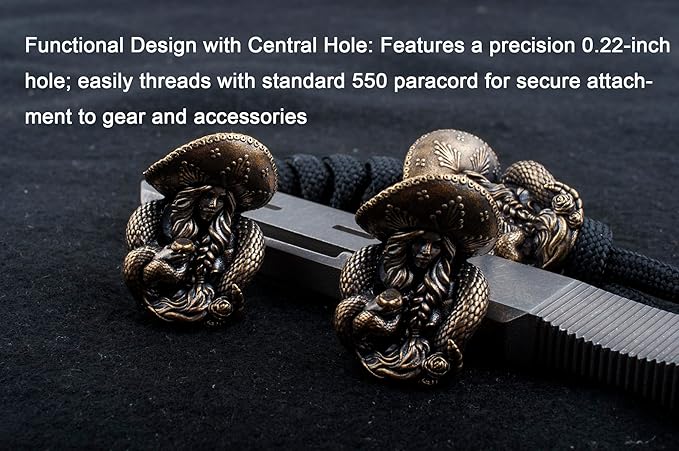 Paracord Beads with Hole for Crafting Survival Knife Lanyard Keychains, Zipper, DIY Projects (Snake)