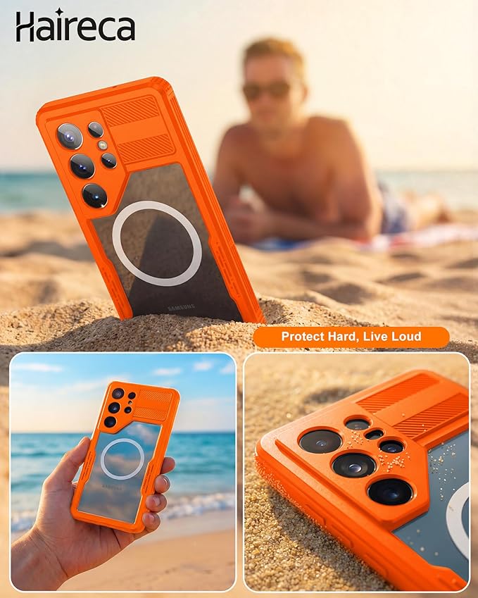 for Samsung Galaxy S26 Ultra Waterproof Case, [Fit for Magsafe] [IP68 Water Proof] [Built-in Screen Protector], Magnetic Heavy Duty Military Grade Rugged Phone Case for S 26 Ultra 6.9", Orange