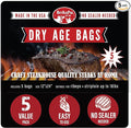 DryAgePro® Dry Age Bags for Meat, 12” x 24” Bags for Ribeye and Striploin up to 18 lbs, Pack of 5, No Vacuum Sealer Needed, Easy-to-Use Steak Aging Kit