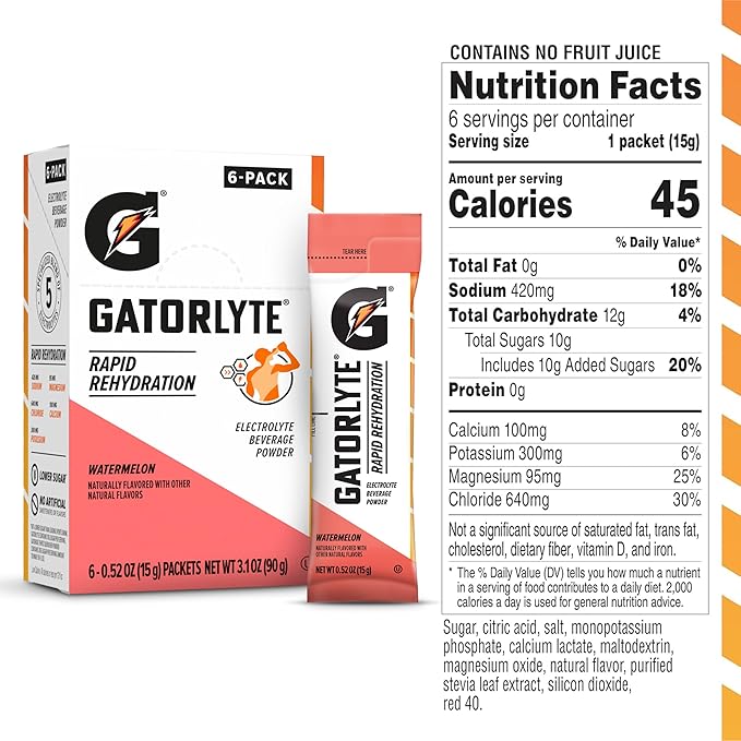 Gatorlyte Powder Watermelon, 16.9oz (Pack of 6)