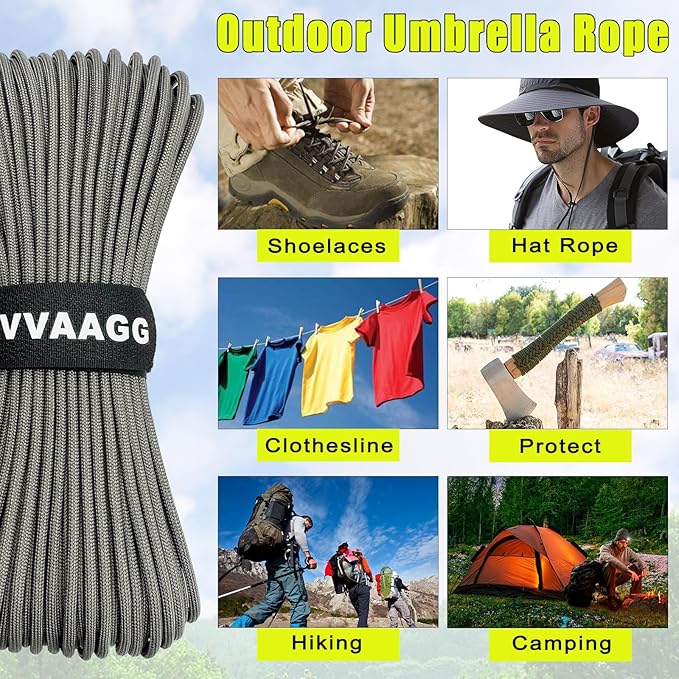 VVAAGG 1000 Paracord Rope 100FT Utility Parachute Cord 4mm 12 Strand Nylon Camping Rope, Tent Rope, Clothsline Rope