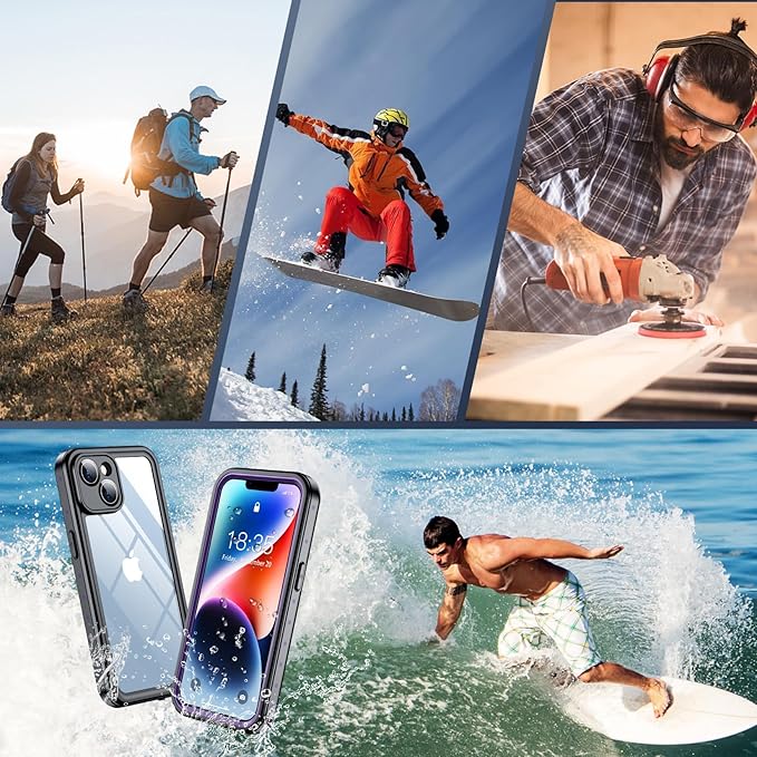 SPIDERCASE for iPhone 14 Case Waterproof, Built-in Lens & Screen Protector, Full Heavy Duty Protection, 12FT Military Shockproof, Dustproof, Anti-Scratched Phone Case,Purple