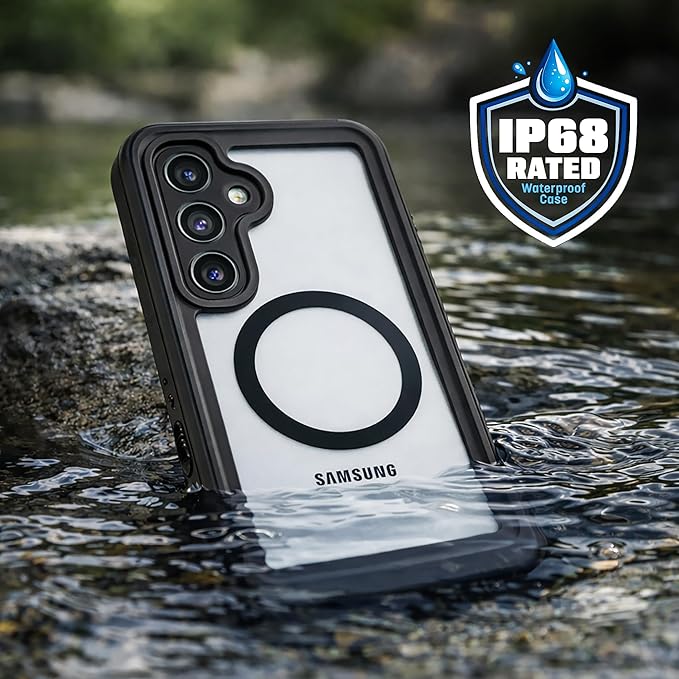 ENCASED Waterproof Case Designed for Samsung Galaxy S26 Plus (IP68) Full Body Protective Phone Case with Screen Protector Built-in (Clear/Black)