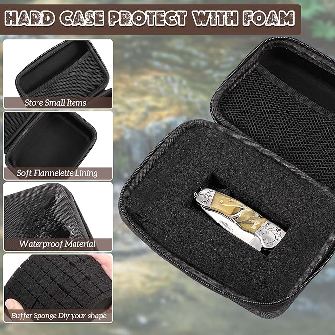 Relaxweex EVA Hard Case with Customizable Foam 13.5 x 9.8 x 5.5 Inchprotective EVA Carrying Case Shockproof Outdoor for Camera, Digital Products, Electronic Instruments with Knife, Black
