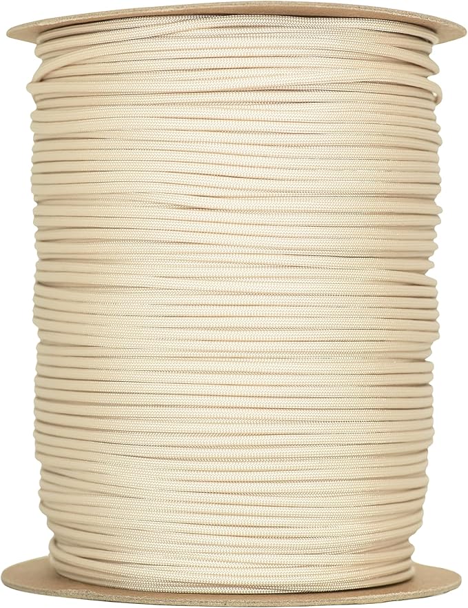 The Paracord Store | Type III 550 Paracord - 250 FT Spool, Cream | Heavy Duty 7 Strand Tactical Paracord - USA Made Nylon Outdoor Parachute Cord for Camping, Fishing & More - Survival Cord