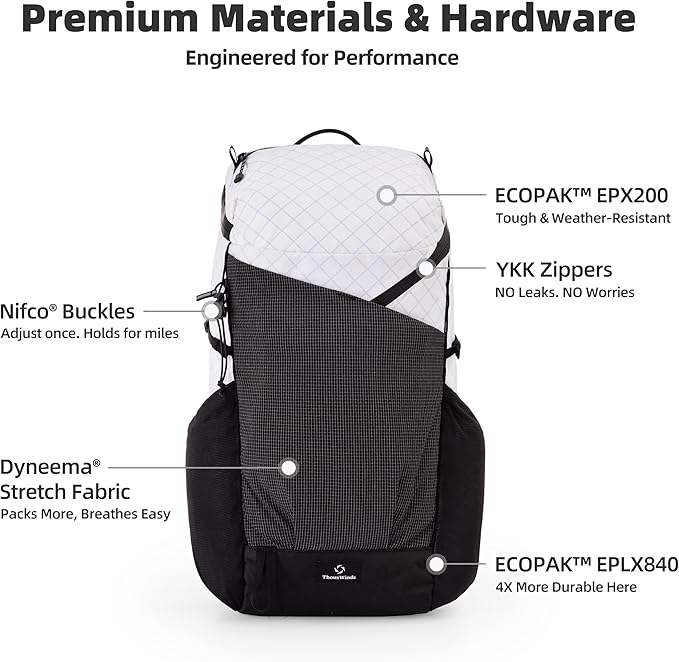 Thous Winds Ultralight Backpack, 20+5L Waterproof Hiking Daypack, EPX200 Fabric, 500g Lightweight Travel Backpack for Men Women Outdoor Camping Backpacking, Ranger Green