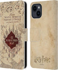 Head Case Designs Officially Licensed Harry Potter The Marauder's Map Prisoner of Azkaban II Leather Wallet Case Compatible with Apple iPhone 15