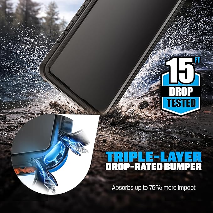 ENCASED Waterproof Case Designed for Samsung Galaxy S26 Plus (IP68) Full Body Protective Phone Case with Screen Protector Built-in (Clear/Black)