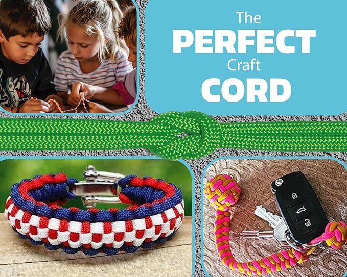 BORED? PARACORD! 550 lb Paracord – Ideal for Crafting, DIY Projects, Camping, Military & Active Outdoors – 300+ Colors – Tactical Parachute Cord Type III – Strong - Orange Diamonds 50 Feet