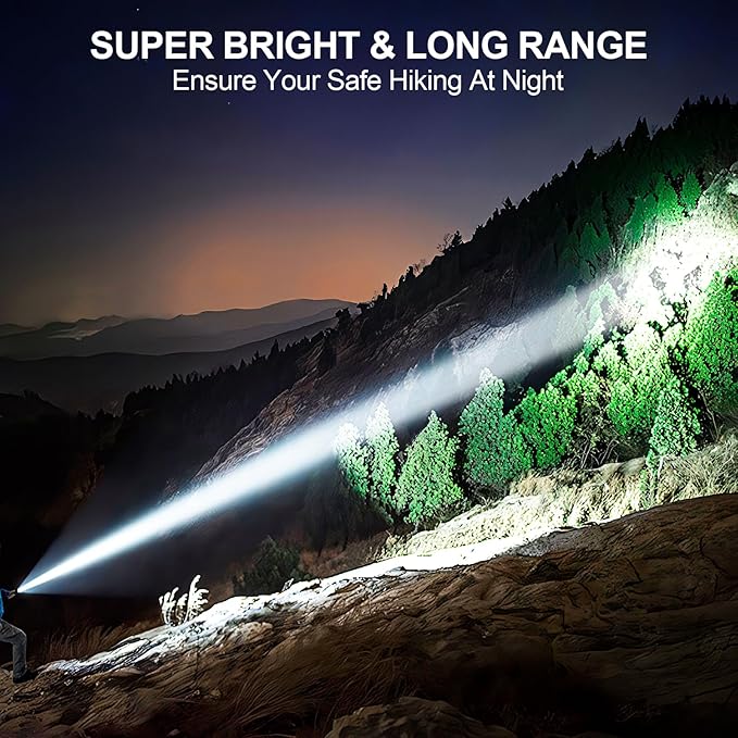 Banral Flashlights High Lumens Rechargeable, Super Bright Long Range Small Powerful Flashlight, 6 Modes LED Tactical Pocket Waterproof Flash Light for Home Emergency (2, Blue)