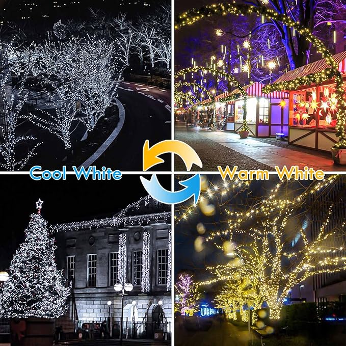 Solar String Lights Outdoor – 2-Pack 80FT 200LED, 8 Modes (Warm/Cool White)