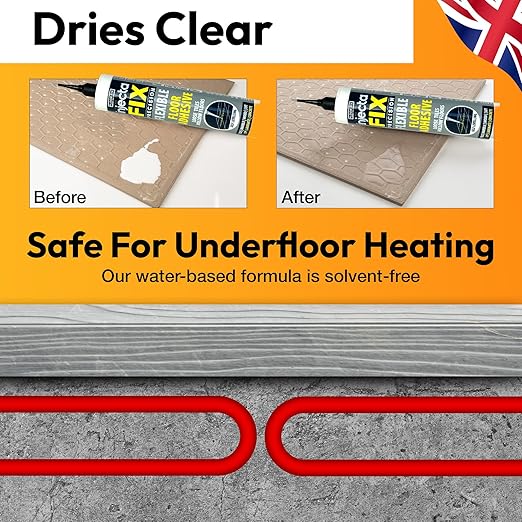 Floor-Fix Pro 10.1 Fl Oz The Original Extra Strength - Fix Loose & Hollow Tiles, Repair Squeaky Wood Floor- All in One 5/64” Syringe Tip + Self Clearing Steel Tip (6)