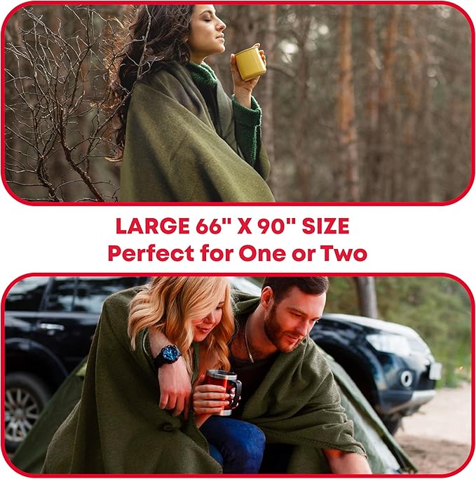Olive Drab Green Warm Fire Retardant Blanket, 66" x 90" (80% Wool)-US Military Style