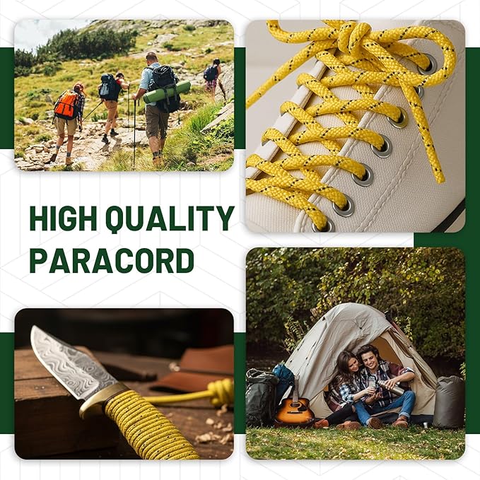 SDHUATUO Paracord Rope 1000FT, 550lb Type III Nylon Parachute Cord 7-Strand Core with Reflective Strips, Utility String for Survival, Camping Gear, Hiking, DIY, Crafting, Outdoor, Yellow