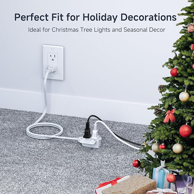 [ETL Listed] Cable Matters 2-Pack 16 AWG 2 Prong Extension Cord 6 ft, 13A 3-Outlet Extension Cords with Tamper Guard, 13 Amp, 1625 Watts, White