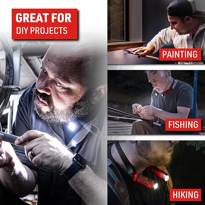 EZRED ANYWEAR Rechargeable Neck Light for Hands-Free Lighting - NK15, Perfect Light for Mechanics, Camping, Hunting, DIY Projects, Reading