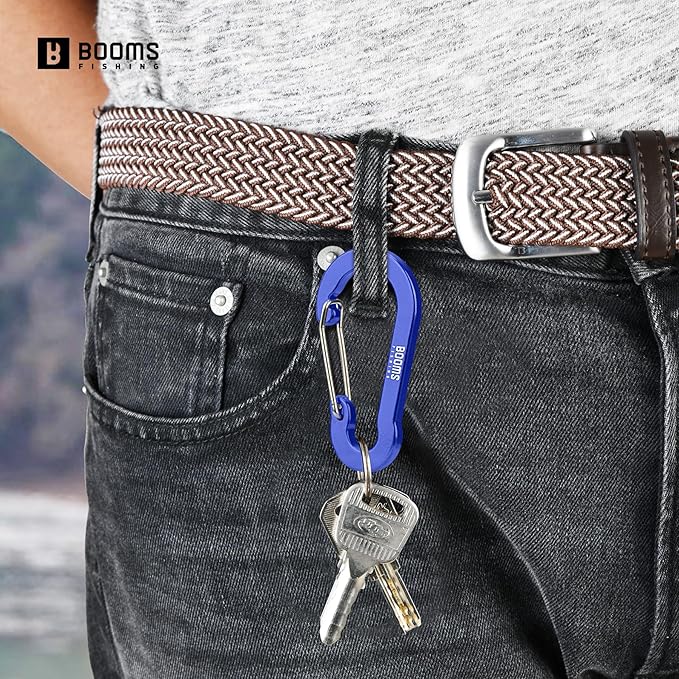 Booms Fishing CC5 Multi-Use Carabiner Clips, 10 Pack 2.3"/ 3.1" Caribeener Clips, Mini Keychain Caribeaner Clip, Aluminum D Ring Carabiners
