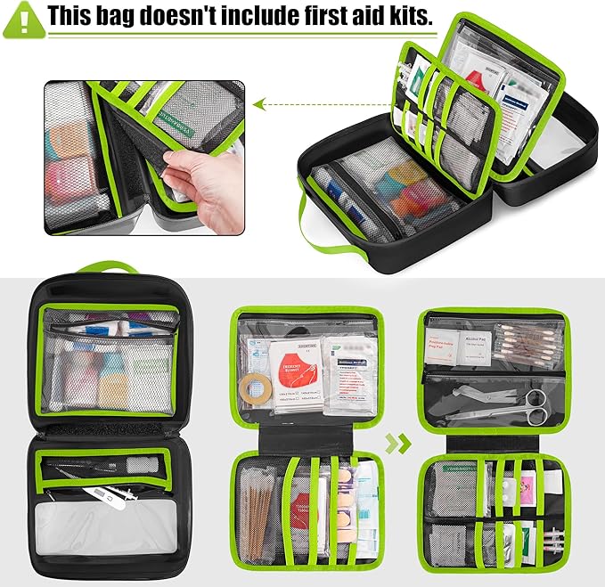 Marscamd Waterproof Empty First Aid Bag with a Detachable Panel, Small Medical Bag with Molle System, Green (Bag Only)