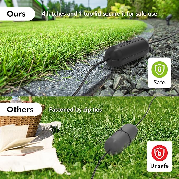 [3 Pack] Outdoor Extension Cord Cover Waterproof, BN-LINK Outdoor Plug Protector, Electrical Connection Box for Holiday String Lights & Tools, Black
