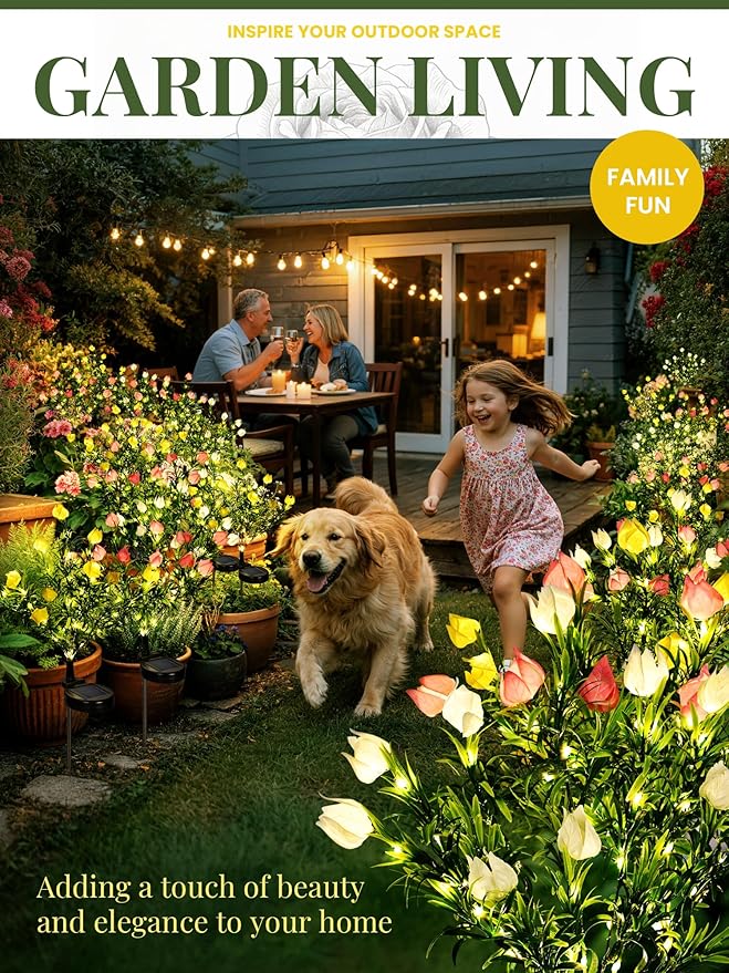 GIGALUMI Solar Garden Lights with Gardenias, 4 Pack LED Garden Decor Carefree Solar Flowers Outdoor Waterproof, Yard Decorations Outdoor, Allergy-Free Light up Flowers for Yard (2white+1yellow+1pink)