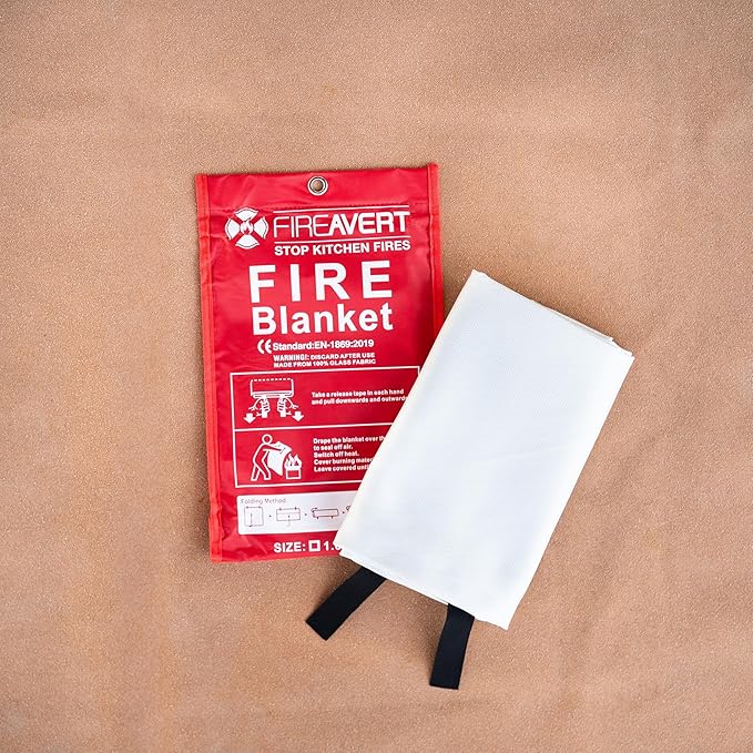 FireAvert Emergency Fire Blanket for Home and Kitchen – Fire Safety Blanket for Kitchen, Camping, Vehicles & More - 4 Pack