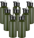 VEGOND 32 oz Insulated Water Bottle Bulk Stainless Steel Metal Water Bottles with Leak Proof Straw Lid & Spout Lid, Wide Mouth Double Walled Vacuum Travel Sports Bottle, 8 Pack