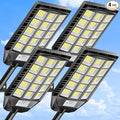 Deepn Solar Lights Outdoor Waterproof, Solar Street Lights Outdoor, 6500K LED Dusk to Dawn Security Flood Light Motion Sensor with Remote Control for Yard, Parking Lot, Porch, Garages, Garden, 4 Pack