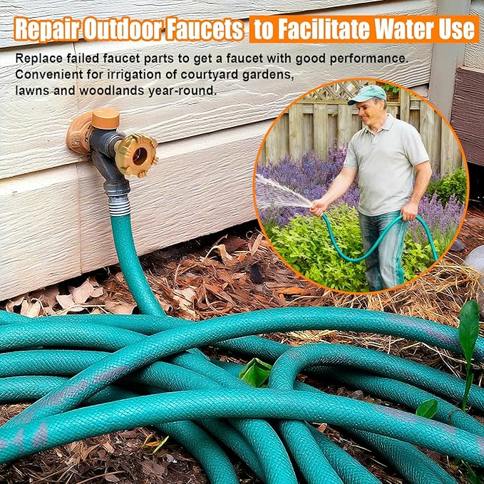 RK-17MH Outdoor Faucet Repair Kit for Woodford Model 17 Outside Faucets Parts Include Wheel Metal Handle Screws Packing Nut Washer Valve Seat Rubber and Vacuum Breaker Float Kits, 12PCS Set