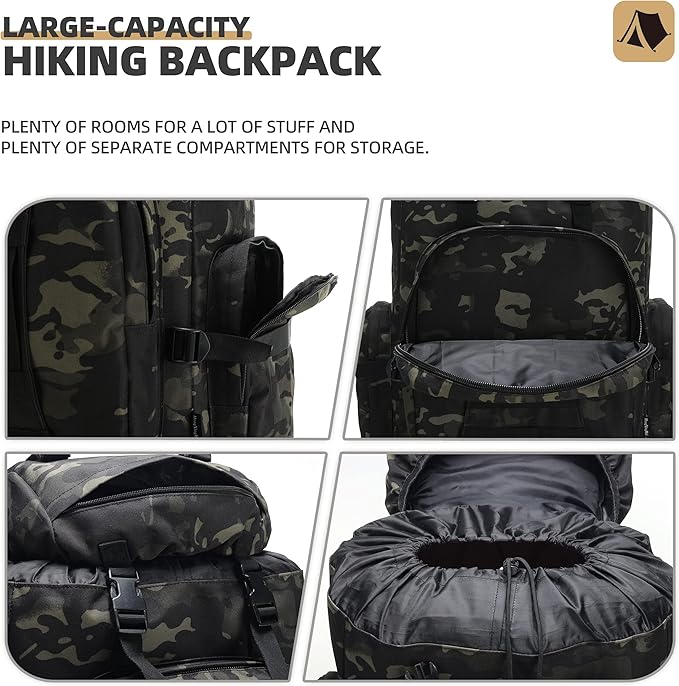 100L Camping Hiking Backpack,Molle military Tactical rucksack backpack,Waterproof Lightweight Hiking Backpack