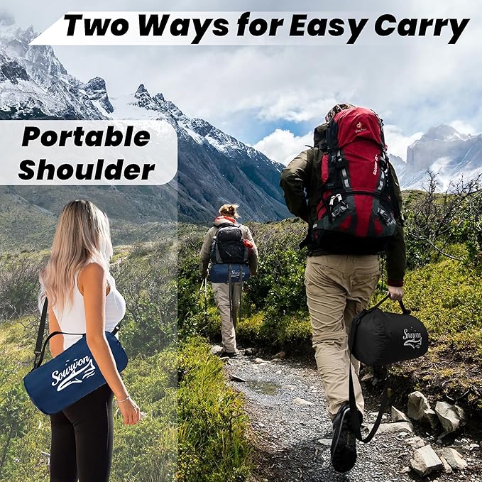 Waterproof Outdoor Blanket 82”X 55” Packable, Stadium Blankets for Camping with Sherpa Fleece Lining, Large Windproof Emergency Mat for Garss Picnic Hiking Road Trip, Machine Washable, Navy 300GSM