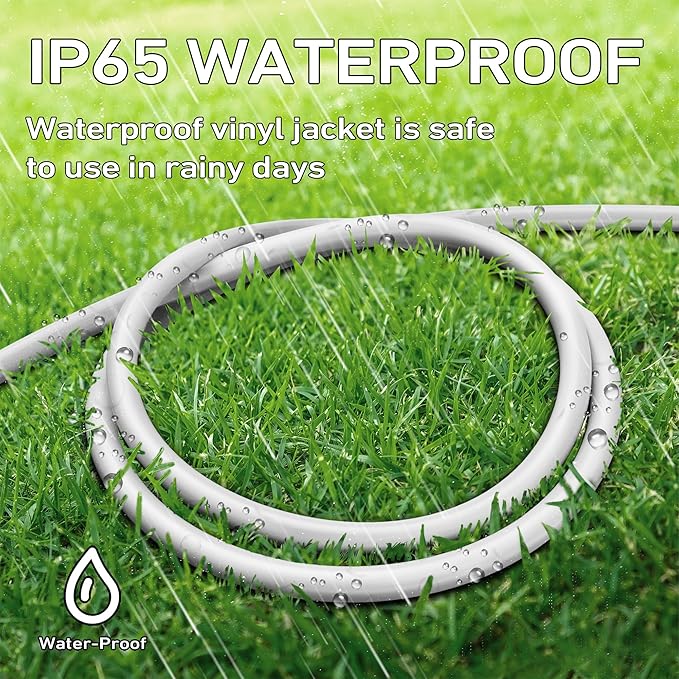 LUCKY TL Indoor Outdoor Extension Cord, 16/3 Gauge White Short Extension Cord 6ft, Waterproof Flexible Case, Made in Pure Copper, 13A 1625W 16AWG SJTW, 3 Prong Heavy Duty Wire, UL